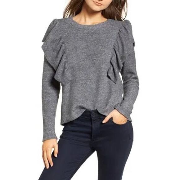 McGuire Sabina Ruffle Sweater Gray - Picture 1 of 8